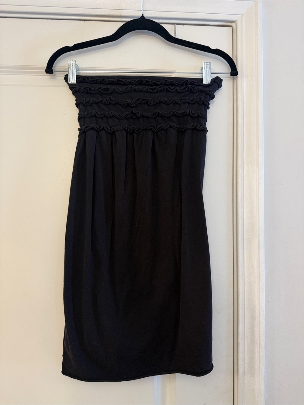 Xhilaration Black Strapless Shirred Tube Dress